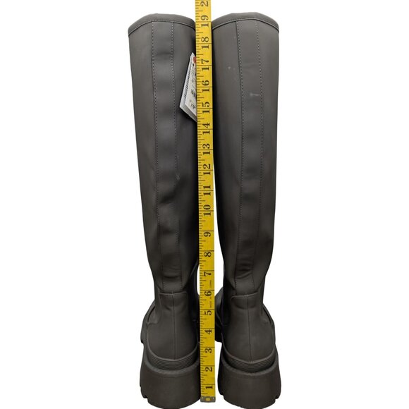 Zara Heeled Rubberized Tall Boots Womens Grey Airlift Chunky Sole Pull On Size 8 - Picture 12 of 14